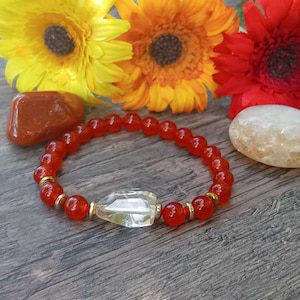 Citrine and Carnelian Bracelet for Prosperity, Protection And Confidence, One of a Kind Jewelry