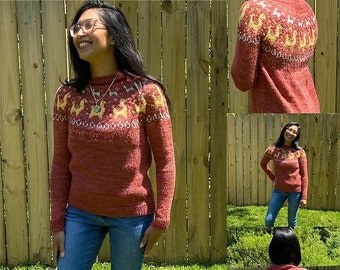 The Llama Love Sweater- Facing one way llamas- color work- sweater-adults