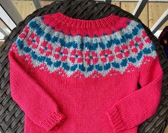 FRIDA- child and adult Sweater, Hat & Cowl -PDF- digital download-flowers -kids - color work  - knitting