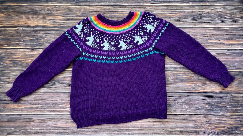 Last Unicorn Sweater PDF Pattern Digital Download DK-fun young at heart-knit pullover fall adults image 3