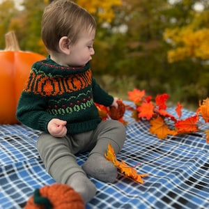 Pumpkin Patch Sweater adults-kids PDF Pattern Digital Download DK/Worsted weight-top down pullover pumpkins halloween fall image 6