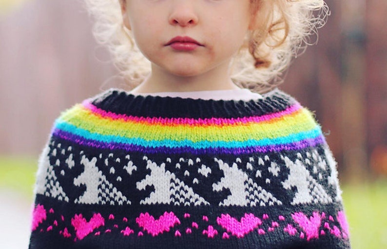 Bundle Last Unicorn Sweater PDF Pattern Digital Download DK-fun young at heart-knit pullover fall adults kids image 9