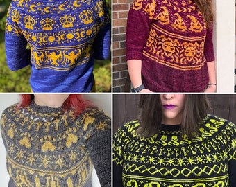 ALL 4- DK  House Pride Sweater- PDF Pattern - Digital Download- pullover- hogwarts- magic