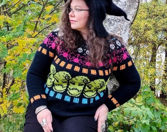 BoogieMan Sweater -Cowl-adults-kids- PDF Pattern - Digital Download-top down  pullover