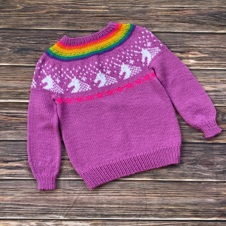 Bundle Last Unicorn Sweater PDF Pattern Digital Download DK-fun young at heart-knit pullover fall adults kids image 4