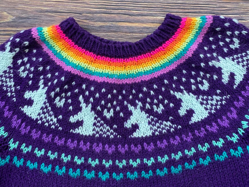 Last Unicorn Sweater PDF Pattern Digital Download DK-fun young at heart-knit pullover fall adults image 2