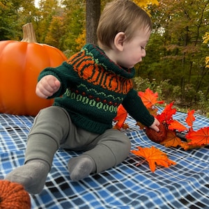 MINI Pumpkin Patch Sweater- hat- PDF Pattern - Digital Download- DK- pullover- pumpkin-children