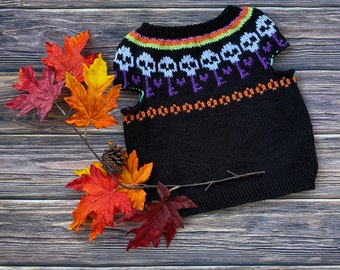 MINI Halloween Heart - PDF Pattern - Digital Download- DK-spooky- pullover- skellington- halloween-children