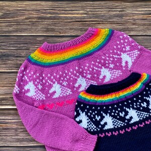 Bundle Last Unicorn Sweater PDF Pattern Digital Download DK-fun young at heart-knit pullover fall adults kids image 5
