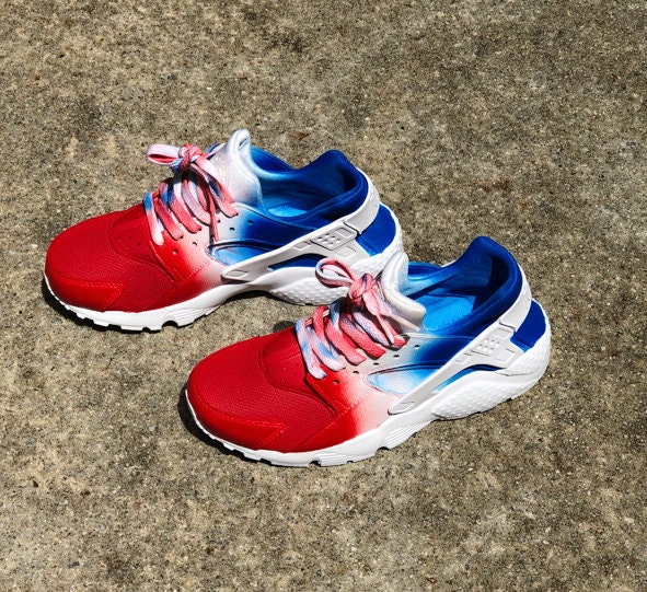 Red White and Blue Nike Huarache Custom Unisex | Etsy