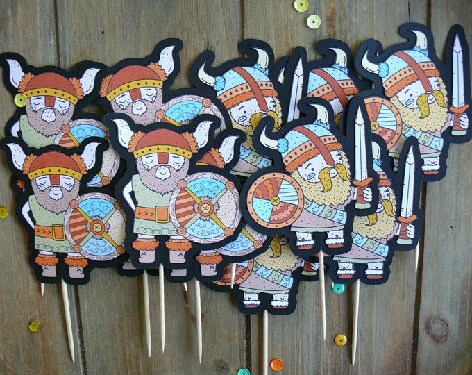 Viking Cupcake Toppers Viking Cupcake Picks Viking Themed Etsy