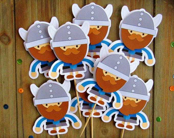 Set of Eight Viking Cupcake Toppers Viking Cupcake Picks Etsy