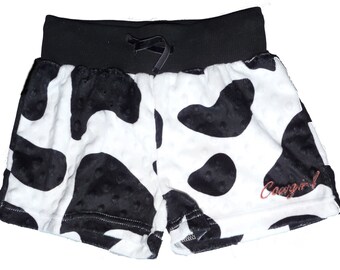 Minky Dot Cow print bubble shorts
