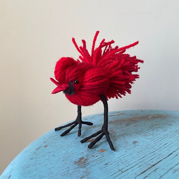 Cardinal - Wool Bird Sculpture - Ornament - Made to Order