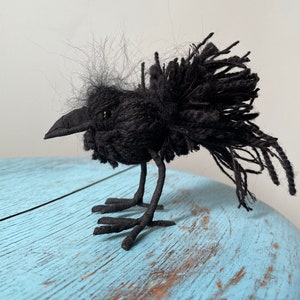 Crow or Raven - Wool Bird Sculpture - Ornament - Made to Order