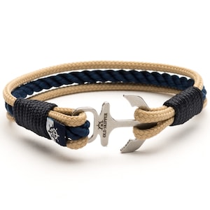 Pulsera de cuerda marina con ancla AHAVA, joyería náutica hecha a mano, regalo para esposo, novio, padre, papá, cuerda de vela, joyería de capitán marinero para hombre