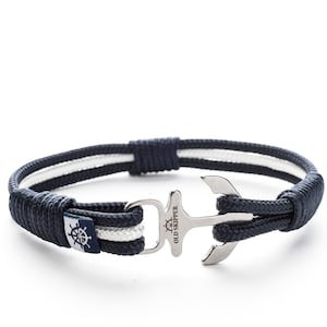 Anchor Shackle Nautical Marine Rope Bracelet ASET black white handmade gift unisex couples friendship men women jewelry nautical