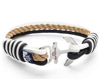 Anchor Shackle Nautical Marine Rope Bracelet ILARIS white beige black anniversary gift birthday for him for her valentine's day couple match