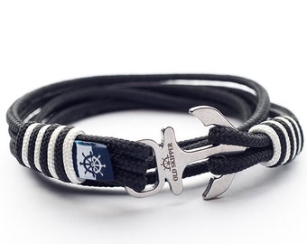 Anchor Nautical Rope Bracelet BLACKBEARD navy wrap gift for men for him husband anniversary boyfriend father birthday jewelry sailor gift