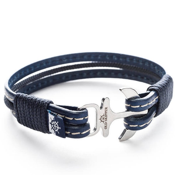 Navy Blue Leather Genuine Anchor Bracelet ALPHEUS unisex gift handmade friendship bracelet jewelry boy matching couple wristband pulseras