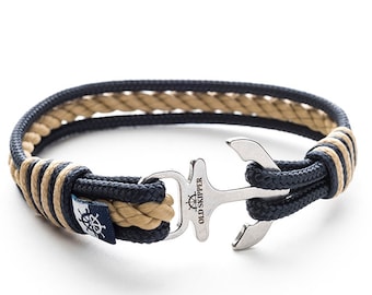 Anchor Shackle Nautical Rope Bracelet NAPA navy beige couple matching gift friendship for her for him father brother boyfriend long distance