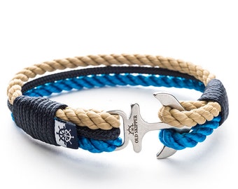 Anchor Shackle Nautical Rope Bracelet MARINO beige blue navy men jewelry for him father brother boyfriend gift every occasion birthday