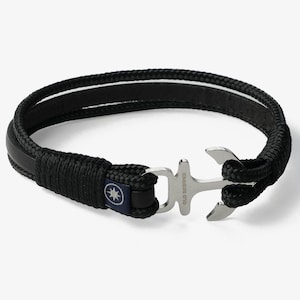 Hybrid JACK TAR Leather Rope Bracelet with Silver Color Anchor