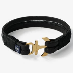 GOLD Anchor Leather Bracelet JACK TAR Men Gift Jewellery Birthday Surfer Sailor Bracelet Anniversary Gift Unisex Band Bangle Cuff Pendant