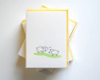 hi ewe // Pack of 6 // letterpress printed greeting cards with envelopes