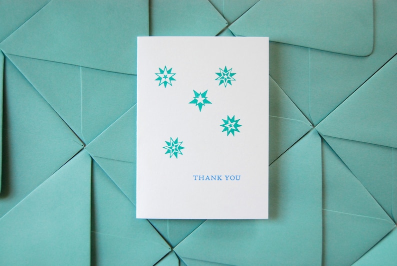 Thank You // Pack of 6 // letterpress printed greeting cards with envelopes image 3