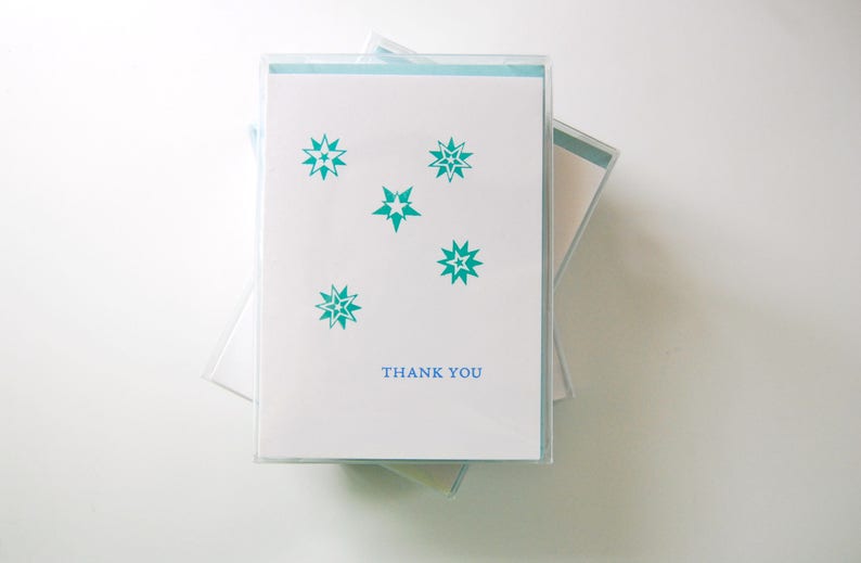 Thank You // Pack of 6 // letterpress printed greeting cards with envelopes image 2