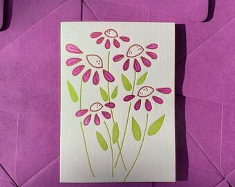 purple coneflowers // letterpress printed greeting card
