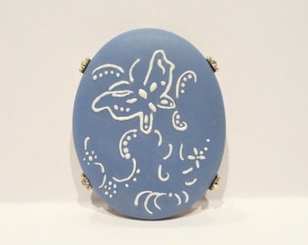 Blue Porcelain Butterfly Brooch / Pendant