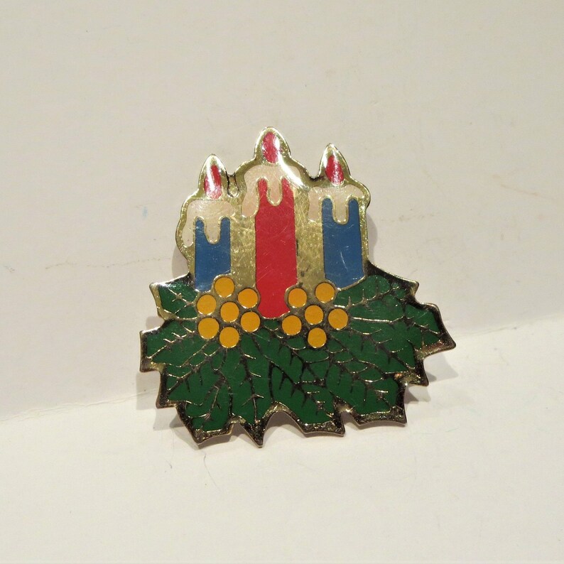 Enamel Christmas Candles Pin