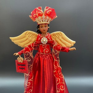 Christmas Red Angel Tree Topper, Black Angel Tree Topper, Elegant Christmas Tree Topper, Elegant Queen Angel