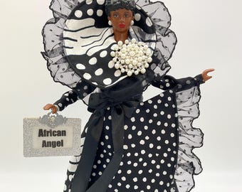 Beautiful African Angel Figurine in Ankara Fabric - Afrocentric Elegance