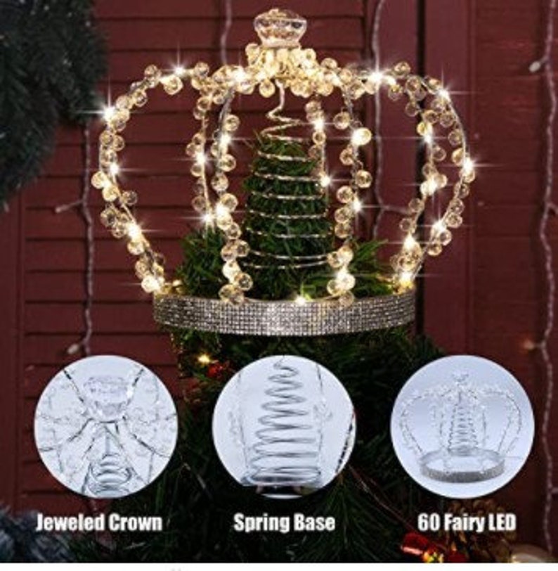 Jeweled Crown Christmas Tree Topper With LED Lighting Etsy