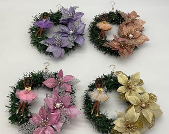 Small Ballerina Christmas Wreath - Pink, Rose Gold, Lavender, Gold