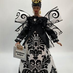 White & black angel tree topper, african american angel treetopper, christmas tree decorations, elegant christmas centerpiece