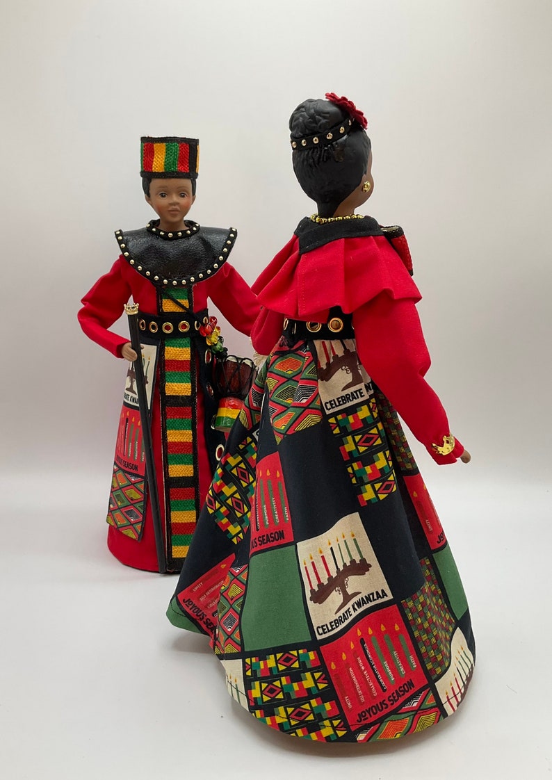 Kwanzaa Figurines, Male and Female Black Ethnic Figurines, Kinara ...