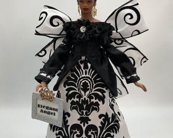 White & black angel tree topper, african american angel treetopper, christmas tree decorations, elegant christmas centerpiece