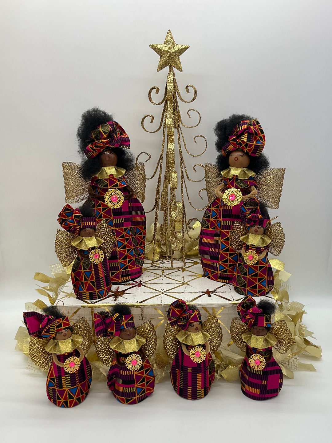 African American Christmas Tree Topper, Afrocentric Ornament, Holiday Decor, Handmade Angels 