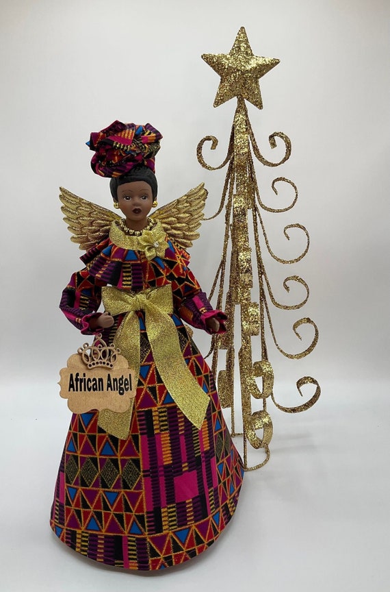 African American Angel Tree Topper Christmas Tree Top Angel Etsy