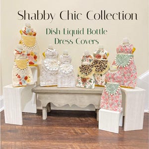 Dish soap bottle apron, shabby chic dish soap apron, dish detergent dress, dishwashing liquid cover dress