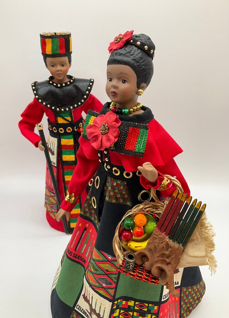 Kwanzaa Figurines, Male and Female Black Ethnic Figurines, Kinara ...