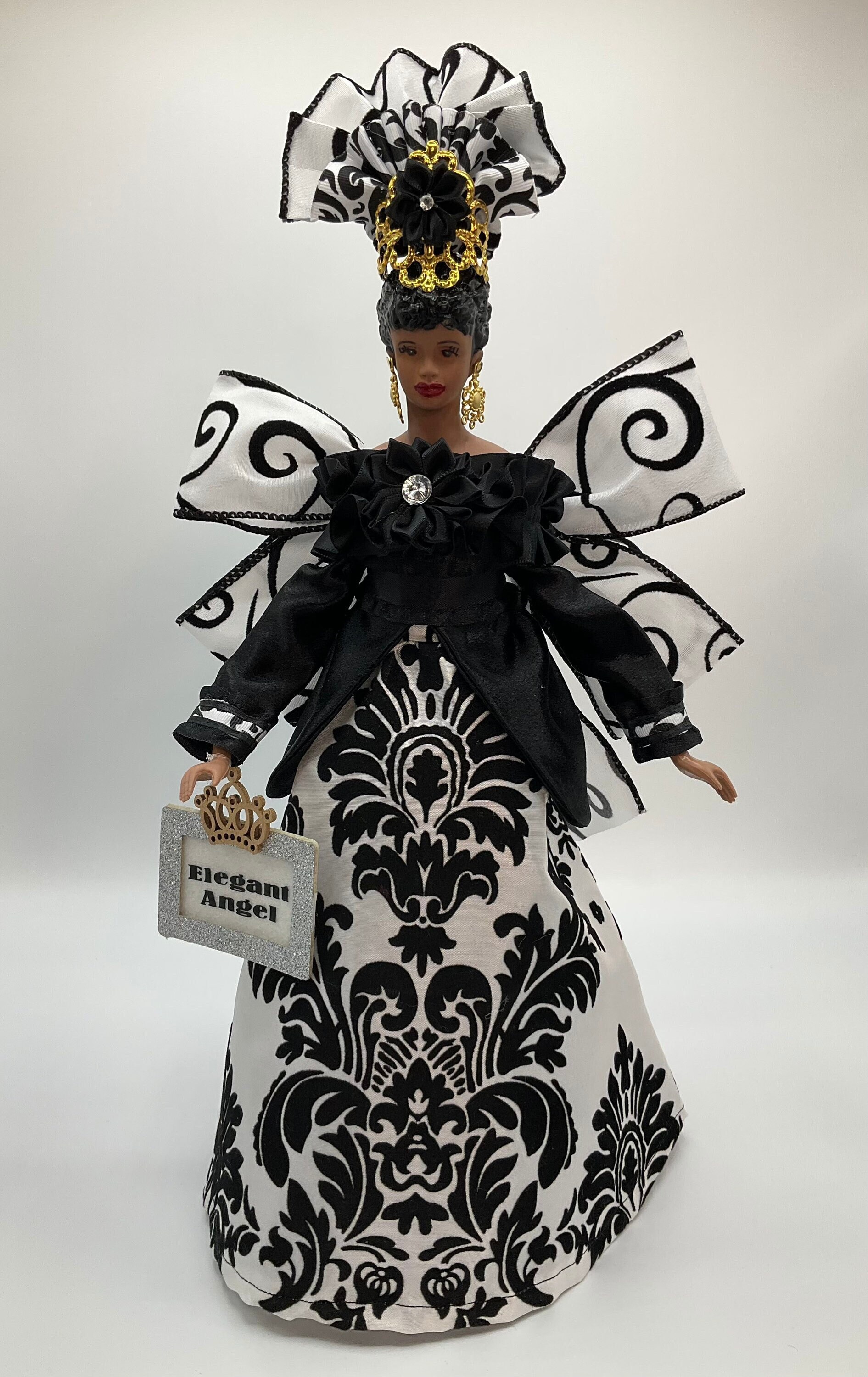 White Black Angel Tree Topper African American Angel Treetopper Christmas Tree Decorations Elegant Christmas Centerpiece