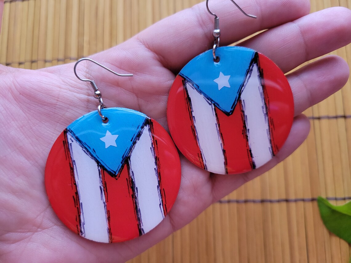Puerto Rico Earrings Pedro Campos Puerto Rico Flag Etsy