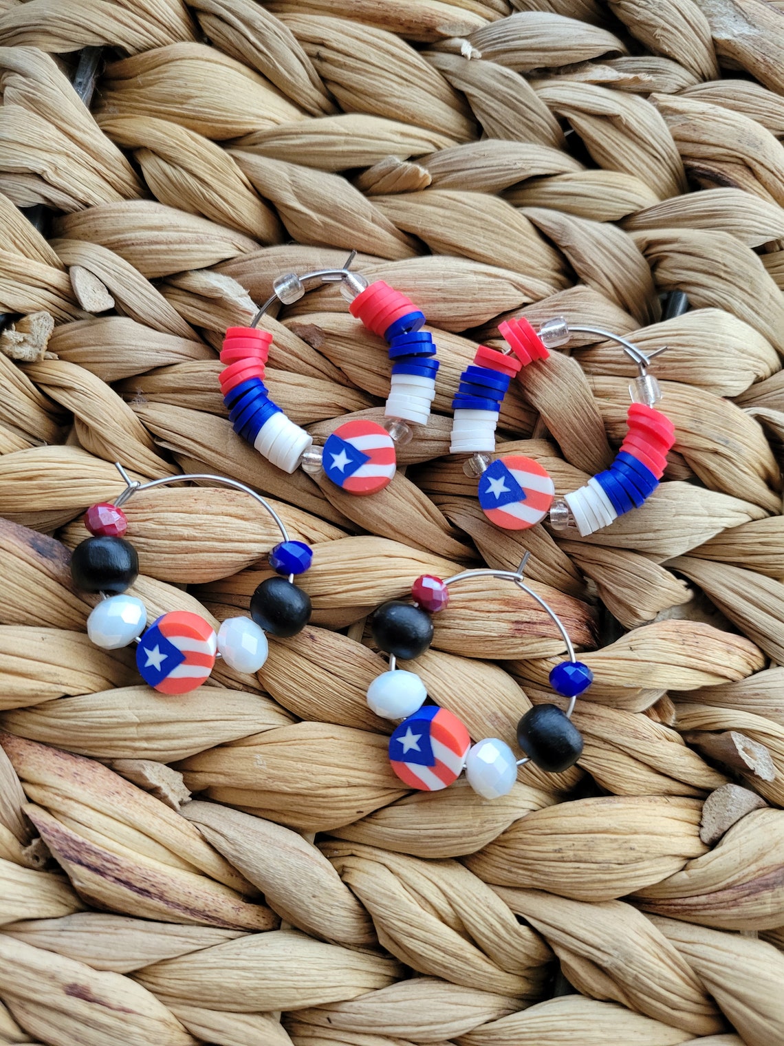 Puerto rico earrings Puerto rico flag circle earringsheishi Etsy