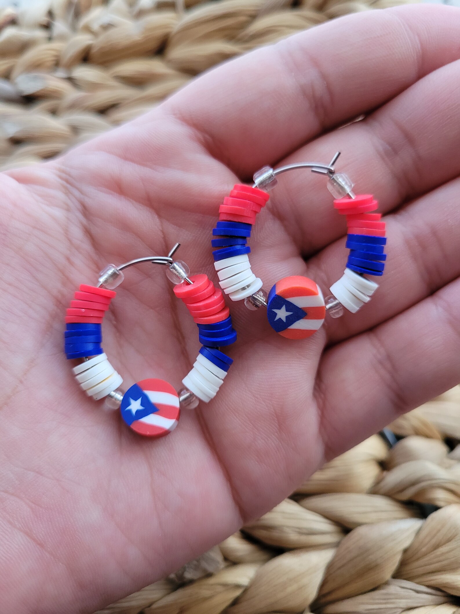 Puerto rico earrings Puerto rico flag circle earringsheishi Etsy