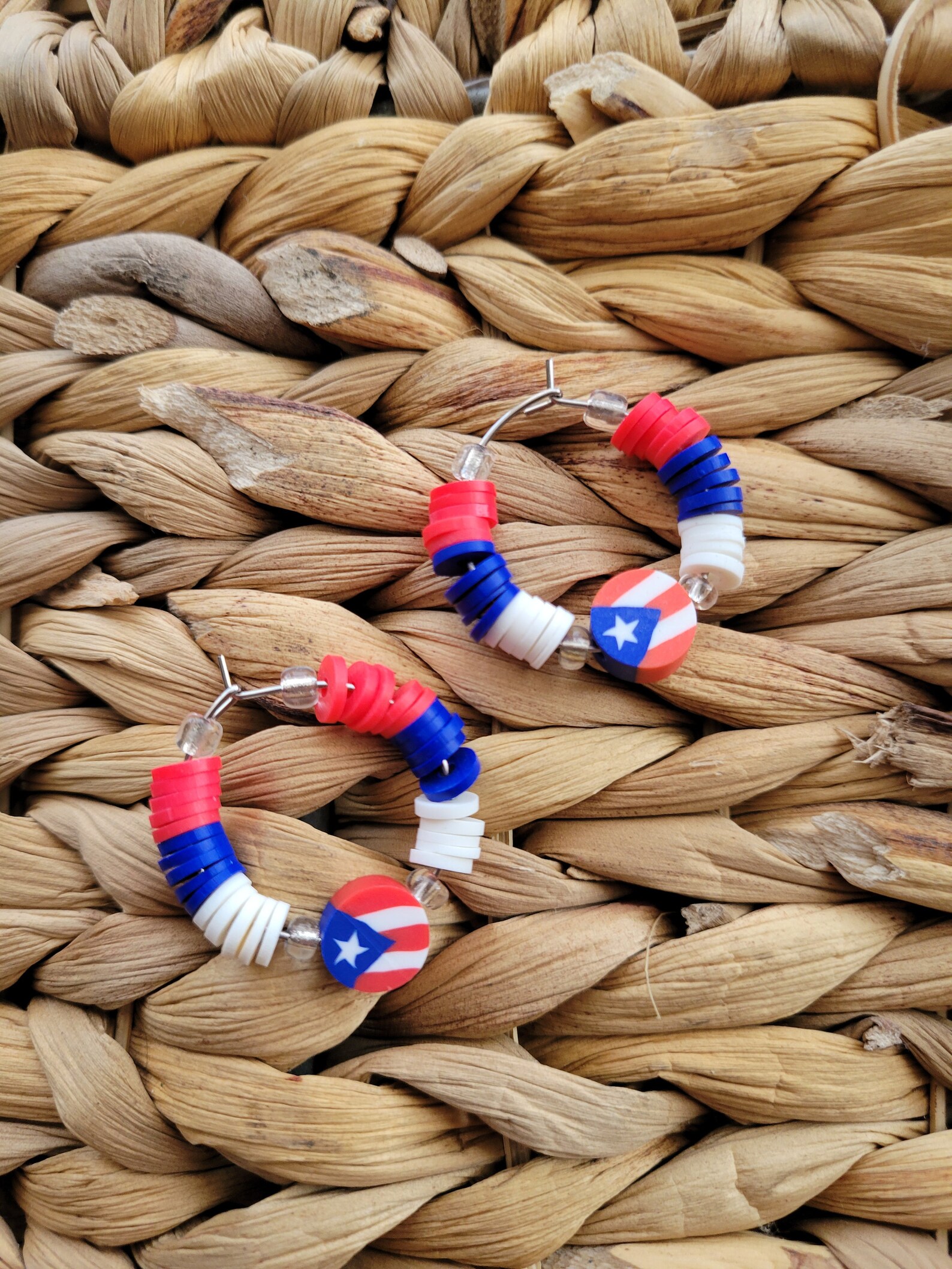 Puerto rico earrings Puerto rico flag circle earringsheishi Etsy